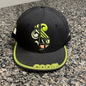 COOGI vintage Black Cap with Neon Green peacock Design EUC